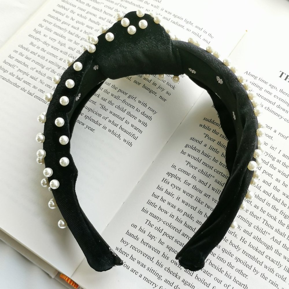 Lele Sadoughi Jet Pearl Headband